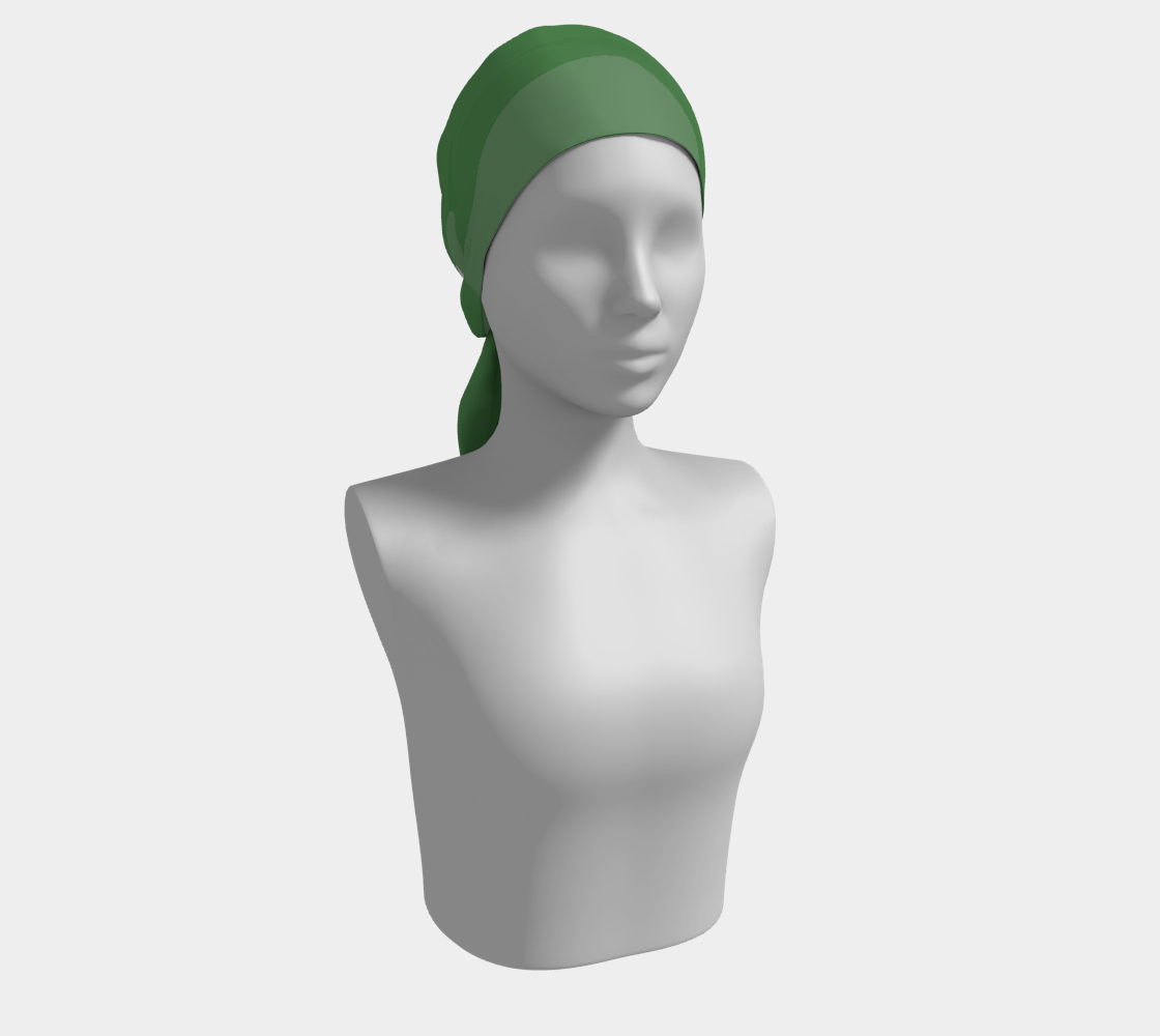 Queen of Petals The Cartographer Forest Green Long Silk Scarf, styled as head wrap, lightweight silk for all-day comfort