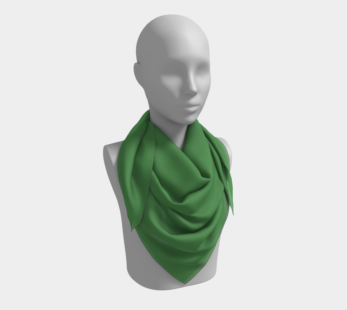Queen of Petals The Cartographer Green Square Silk Scarf, 36" × 36" versatile size in forest green poly chiffon for easy care