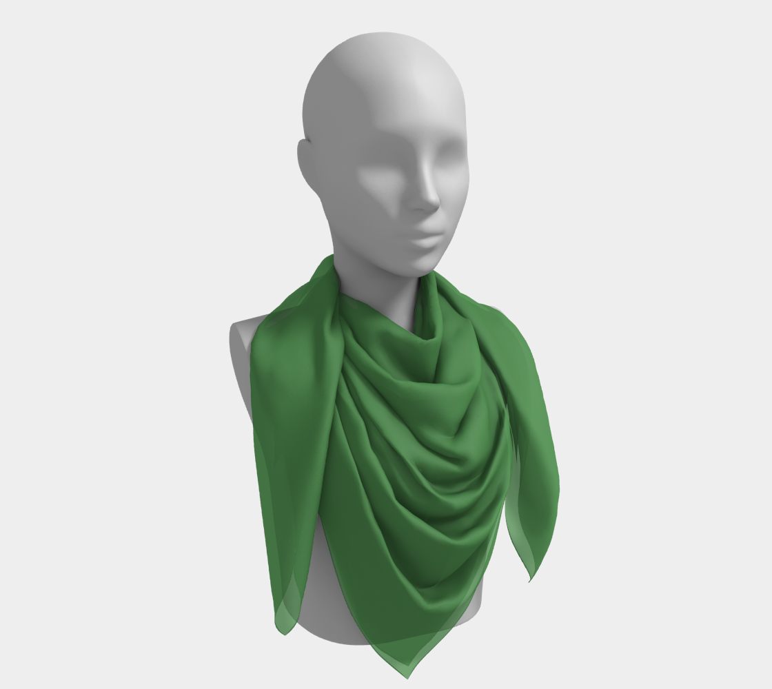 Queen of Petals The Cartographer Green Square Silk Scarf, 50" × 50" statement size, matte crepe polyester for dramatic draping