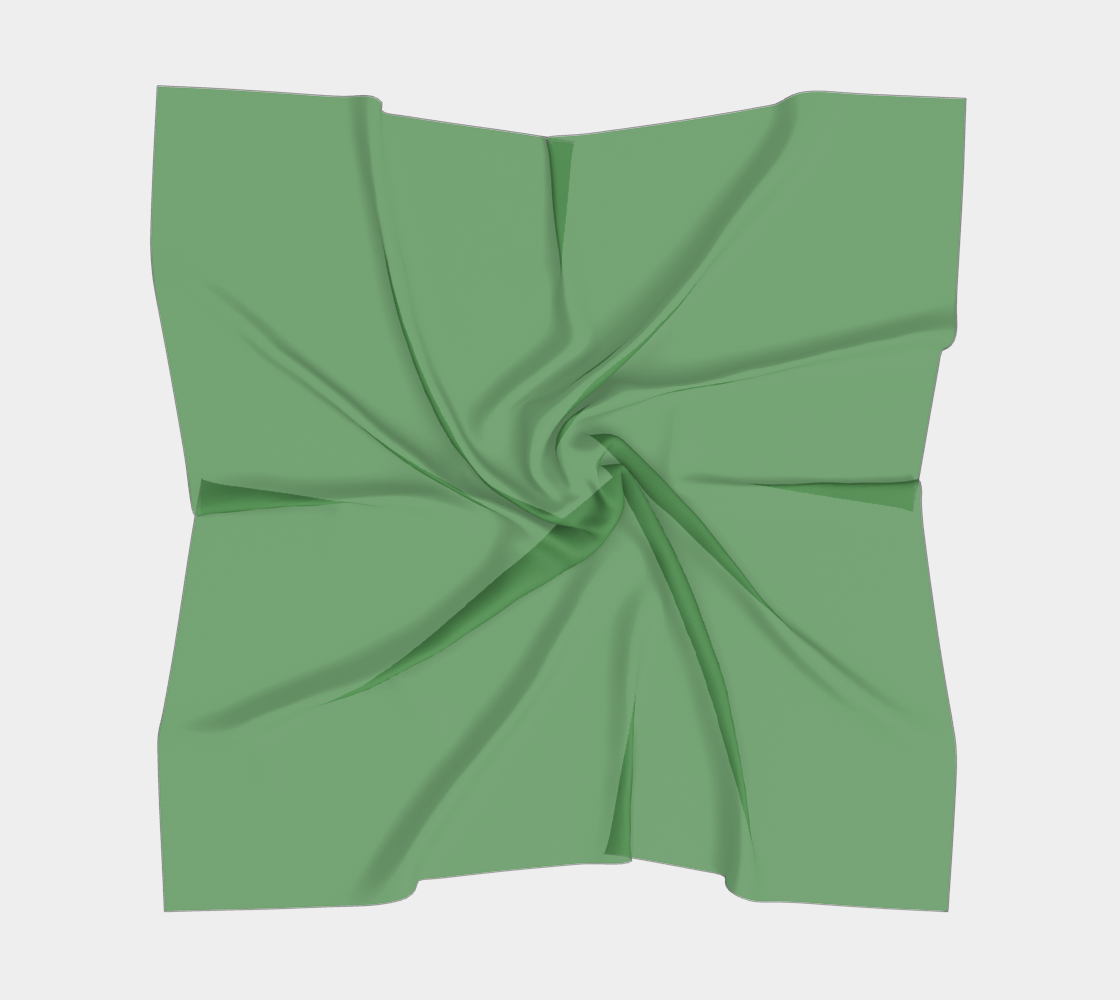 Queen of Petals The Cartographer Green Square Silk Scarf, 16" × 16" size laid flat, forest green silk habotai perfect for hair styling