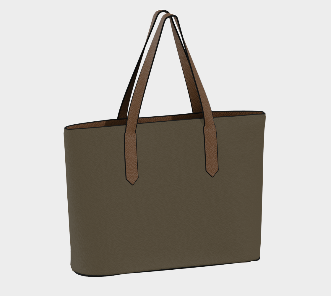 Queen of Petals The Ceramics Kiln Vegan Leather Tote Bag, back view, with magnetic snap closure.