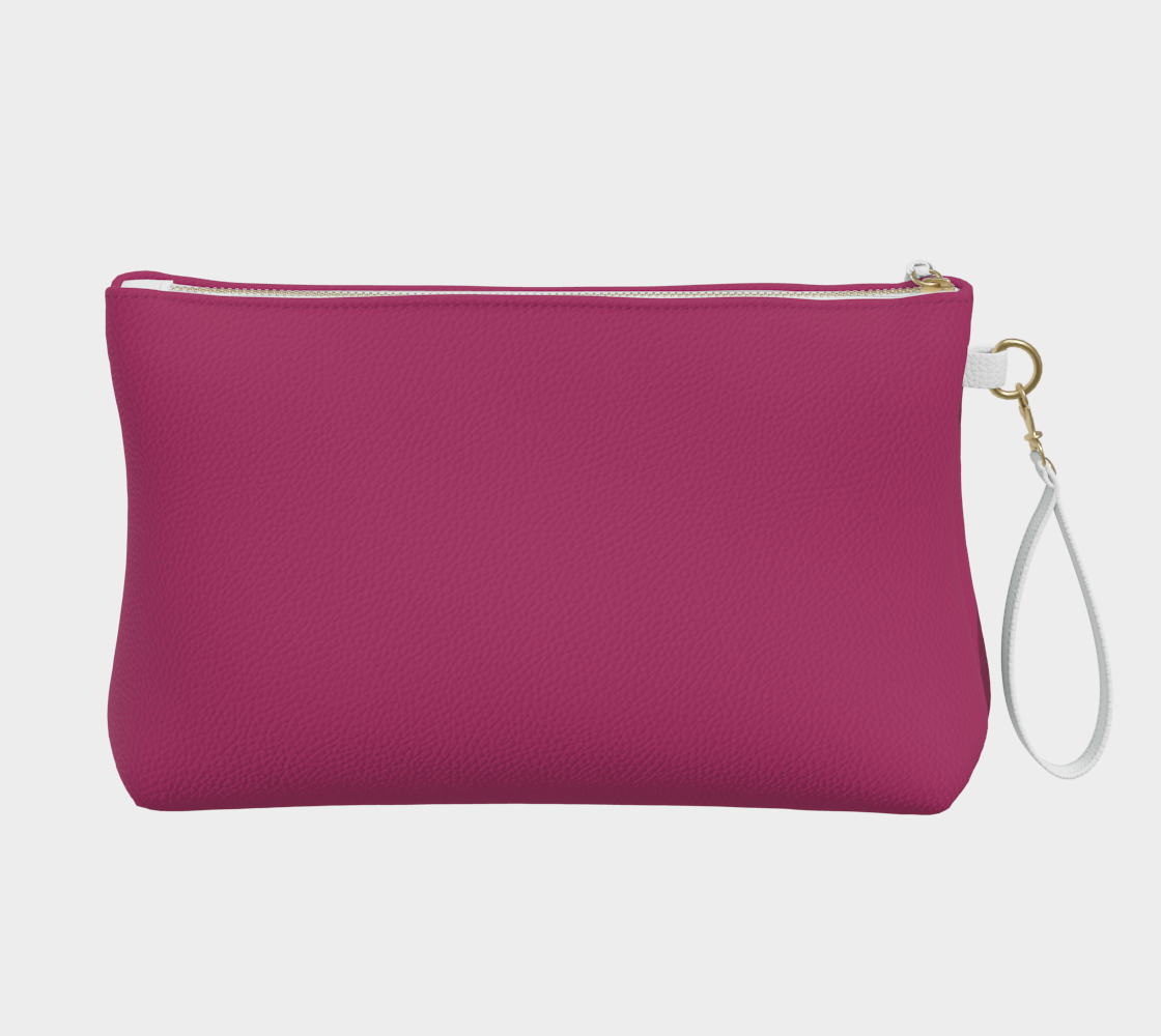 Queen of Petals The Colorist Rich Magenta Clutch, back view, 10 by 6 by 3 inch vegan leather