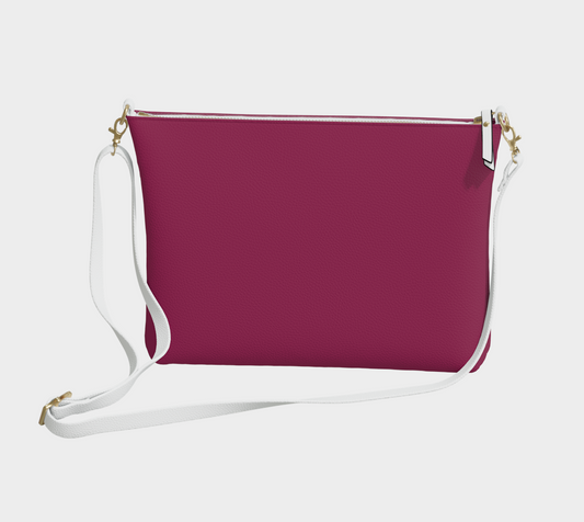 Queen of Petals The Colorist Wine Magenta Crossbody, front view, wine-toned vegan pebble leather
