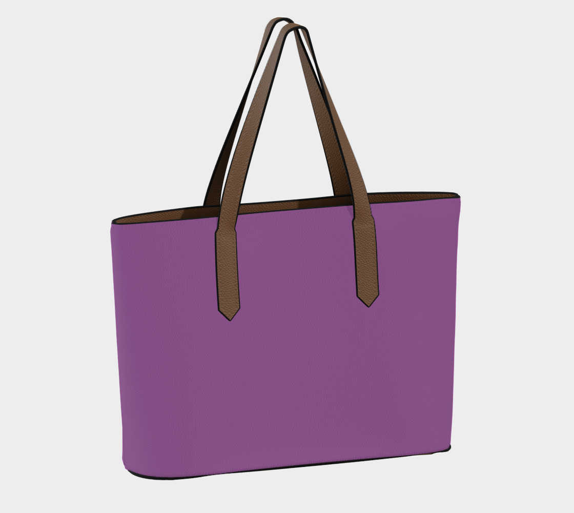 Queen of Petals The Gallery Deep Orchid Tote back view showing 18" × 12" × 5" dimensions and structured form