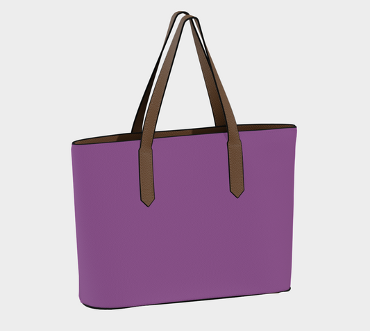 Queen of Petals The Gallery Deep Orchid Tote back view showing 18" × 12" × 5" dimensions and structured form