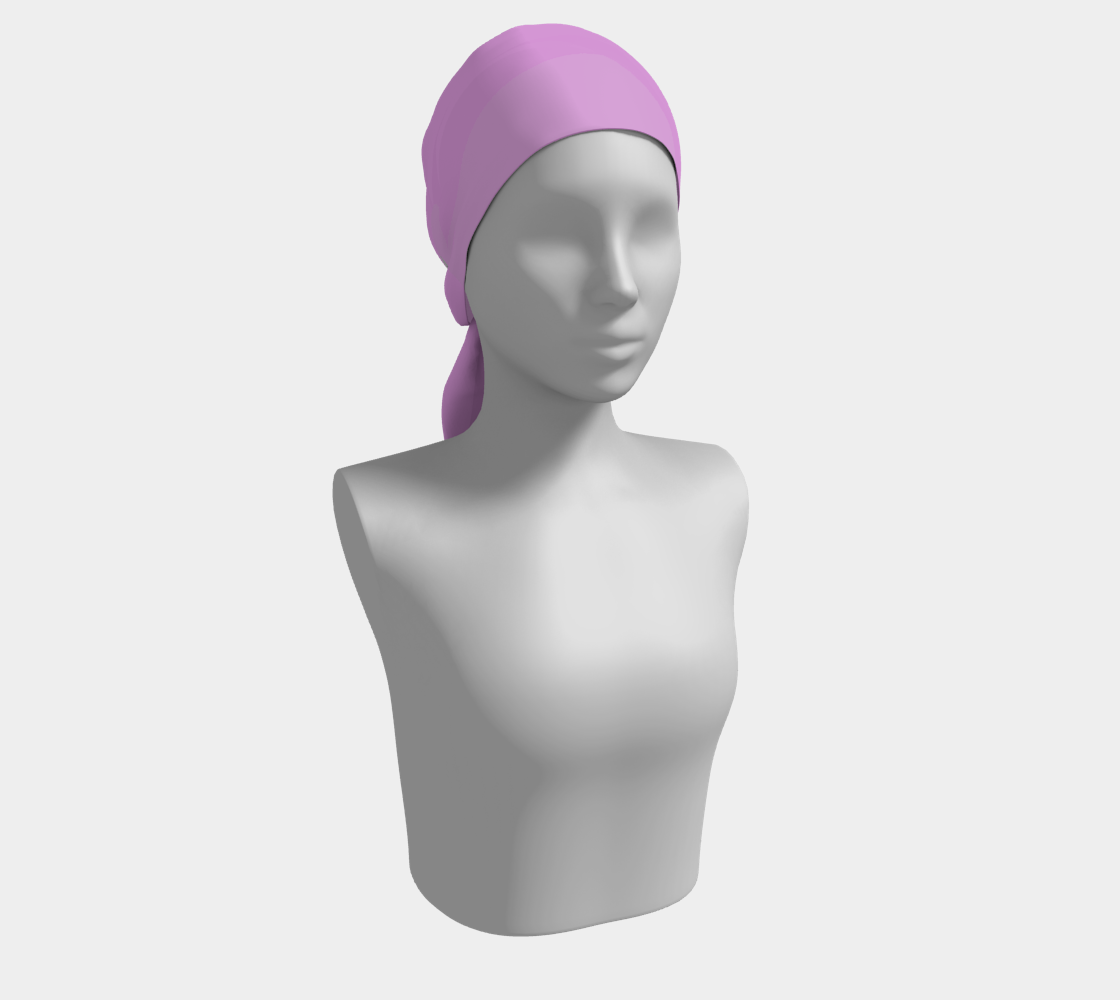 Queen of Petals The Gallery Soft Orchid Long Silk Scarf styled as head wrap, demonstrating 16" × 72" versatility