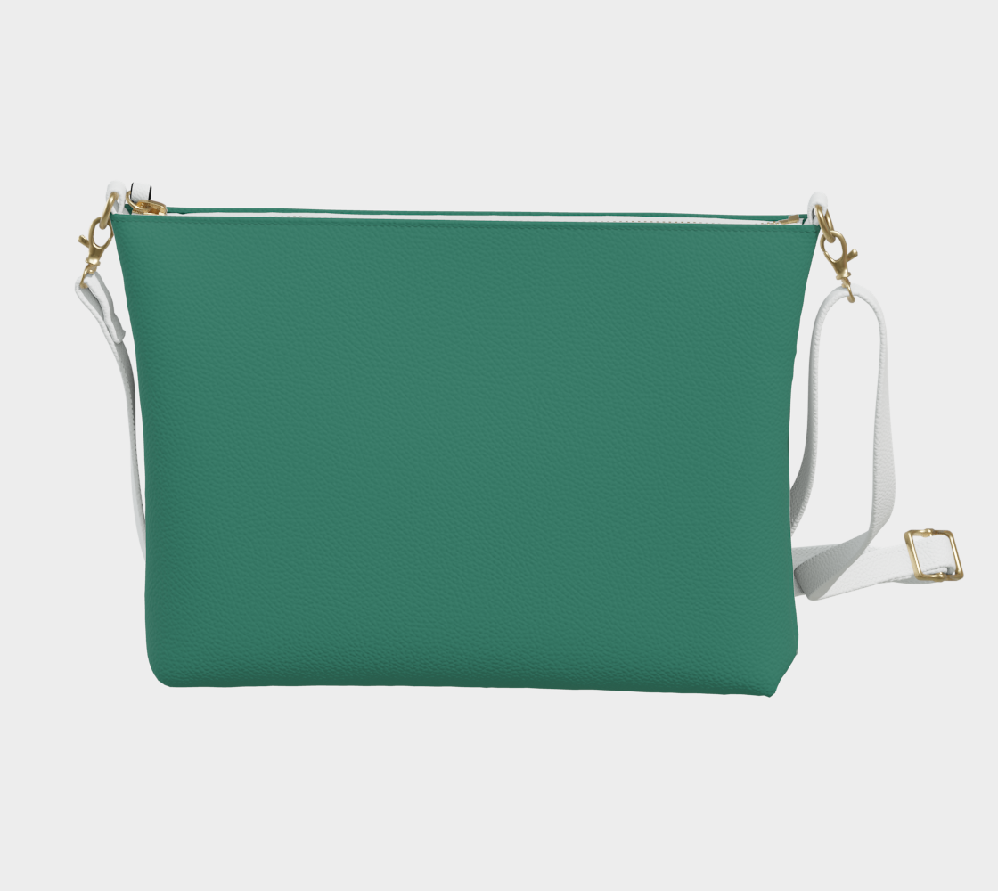 Queen of Petals The Herbarium Deep Jade Crossbody, back view showing metal zipper and rich jade herbarium permanence tone