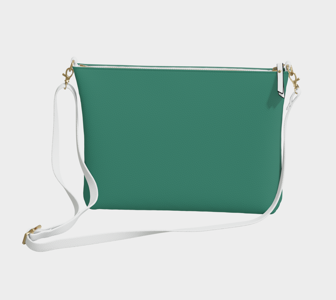 Queen of Petals The Herbarium Deep Jade Crossbody, front view, richest jade like leather-bound botanical volumes