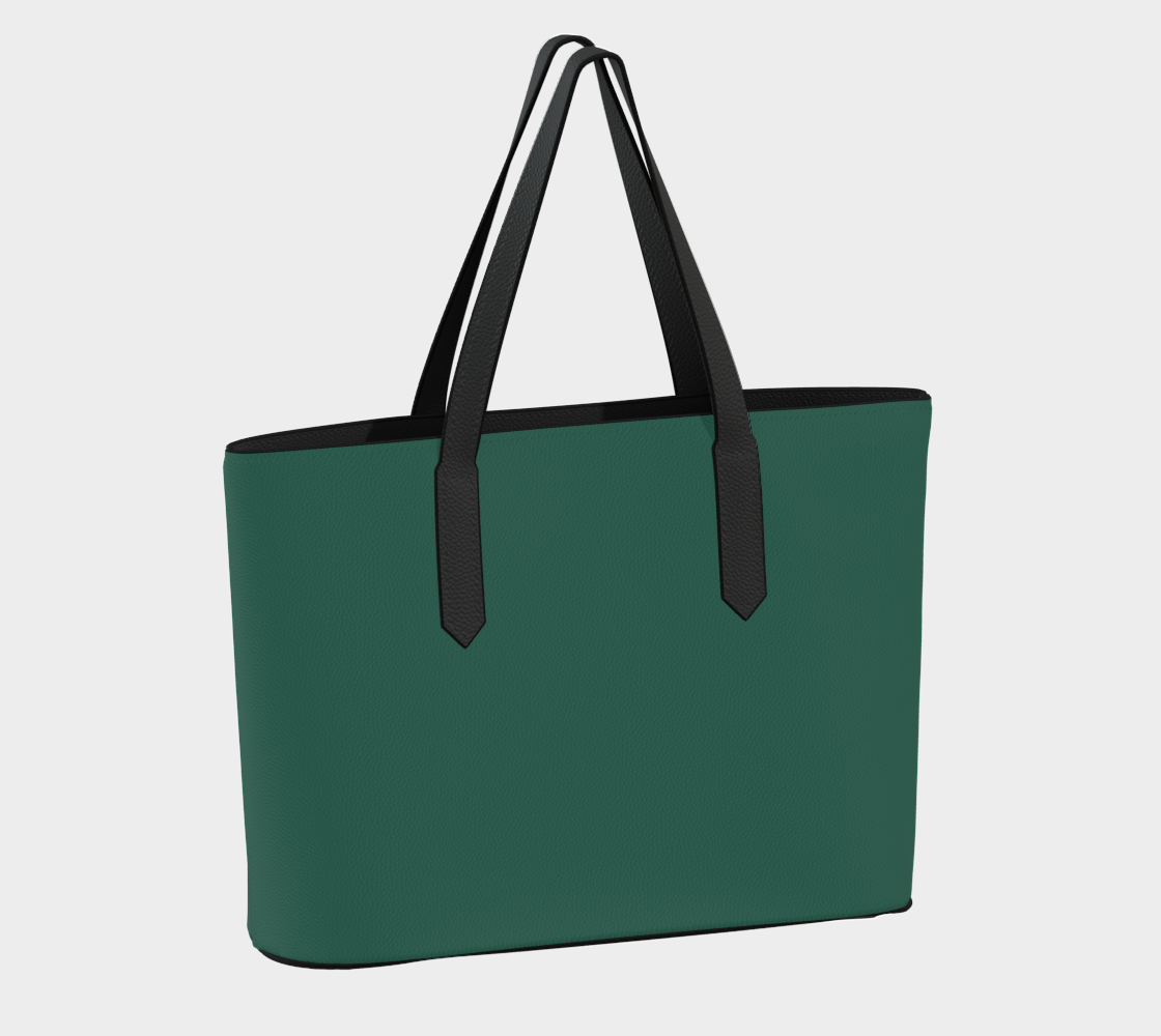 Queen of Petals The Herbarium Rich Jade Tote, back view showing solid construction and rich jade botanical tone