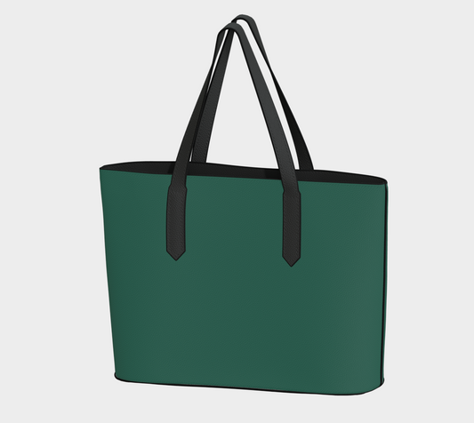 Queen of Petals The Herbarium Rich Jade Tote, front view, deepest saturated jade in structured vegan pebble leather