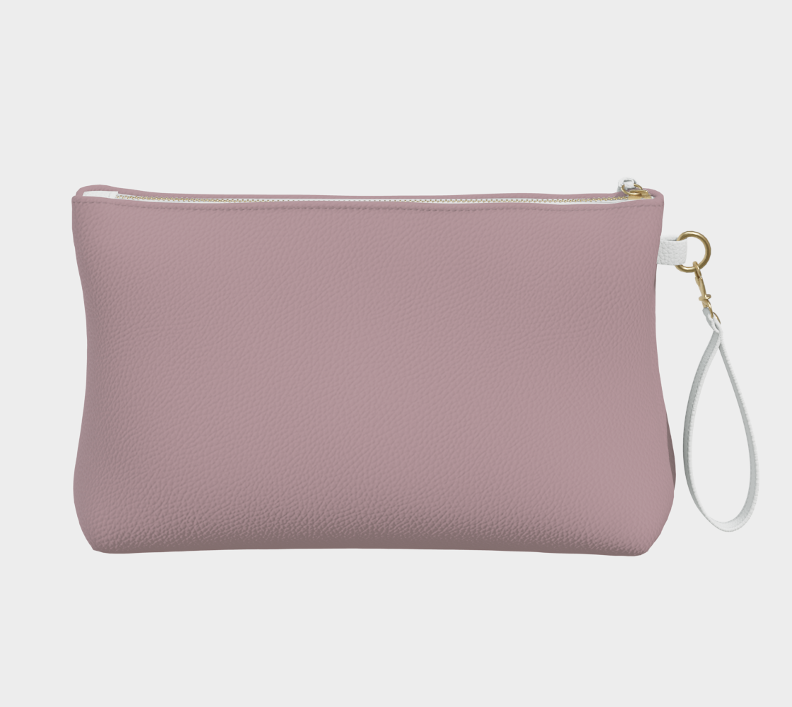 Queen of Petals The Keeper Antique Rose Clutch, back view, smooth vegan pebble leather construction