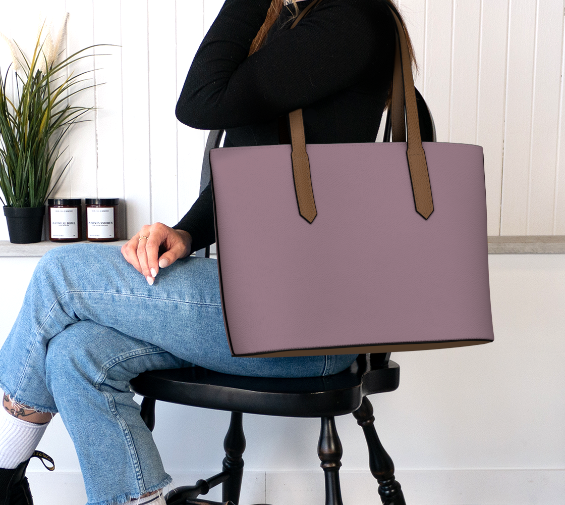 Queen of Petals The Keeper Dark Dusty Rose Tote, worn on shoulder, 18" × 12" × 5" dimensions with laptop capacity