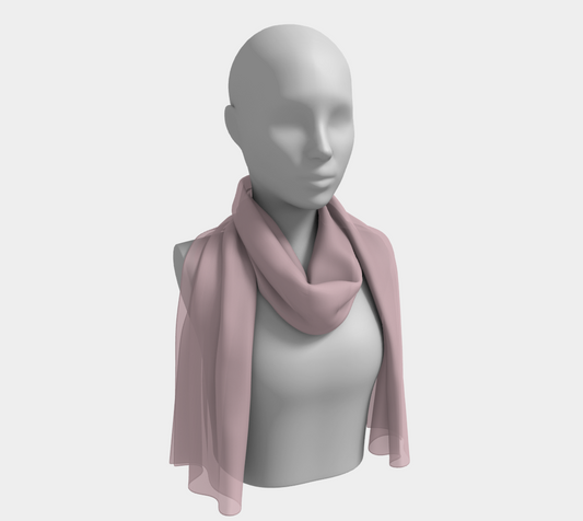 Queen of Petals The Keeper Dusty Mauve-Rose Long Silk Scarf, draped as shoulder throw, dusty mauve-rose silk charmeuse
