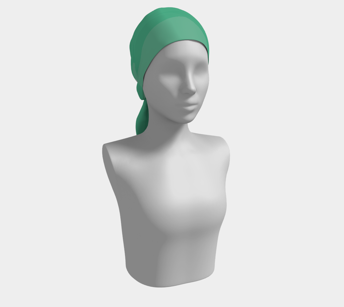 Queen of Petals The Prop Master Green Emerald Long Silk Scarf, styled as head wrap, 16" × 72" size