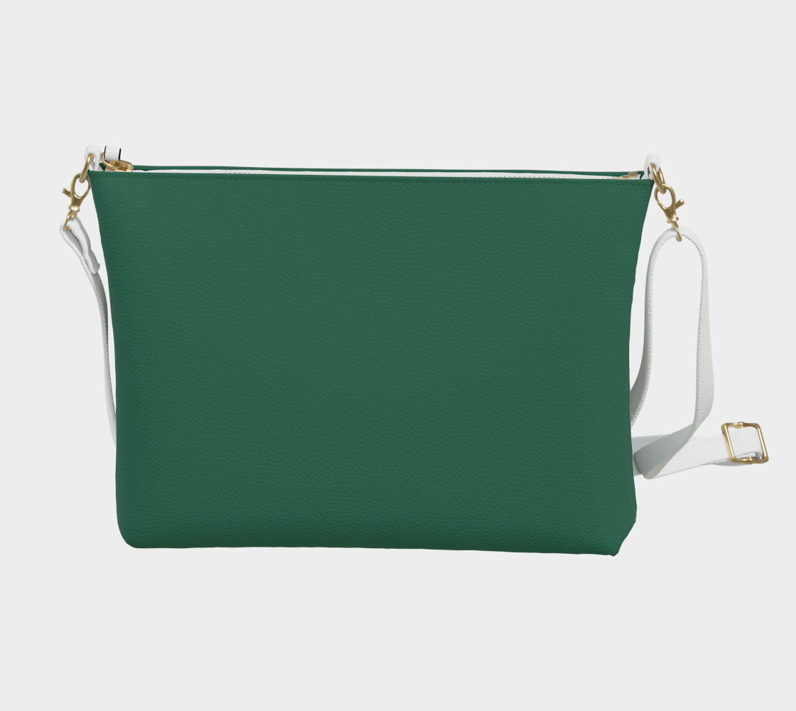 Queen of Petals The Prop Master Malachite Crossbody Purse, back view with metal zipper and navy twill lining