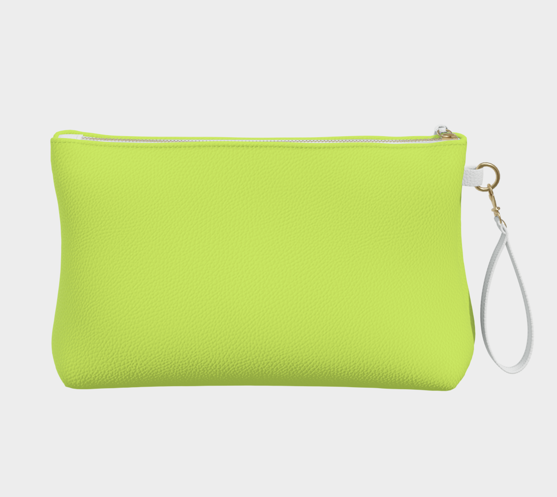 Queen of Petals The Propagator Chartreuse Clutch, back view showing smooth vegan leather construction