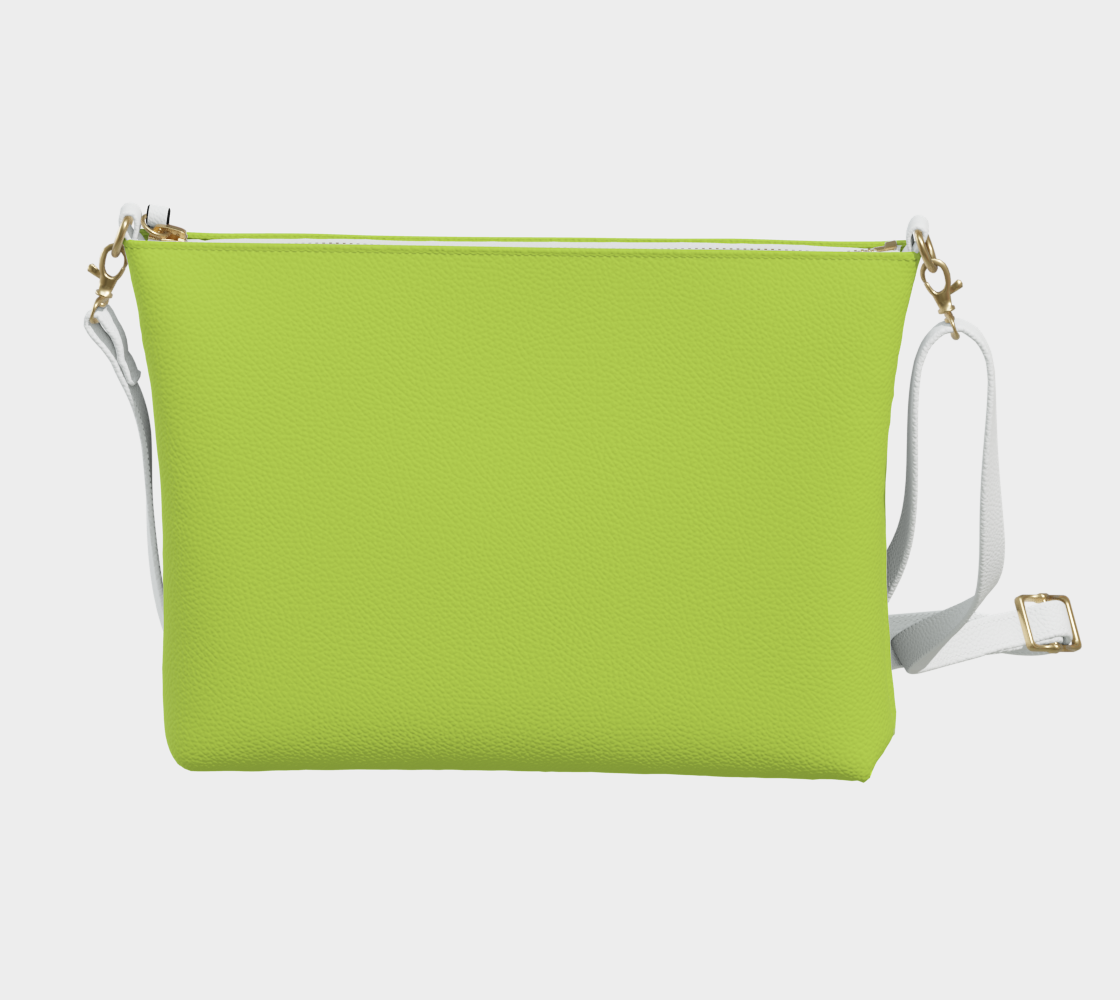 Queen of Petals The Propagator Chartreuse Green Crossbody Purse, back view showing smooth vegan leather construction