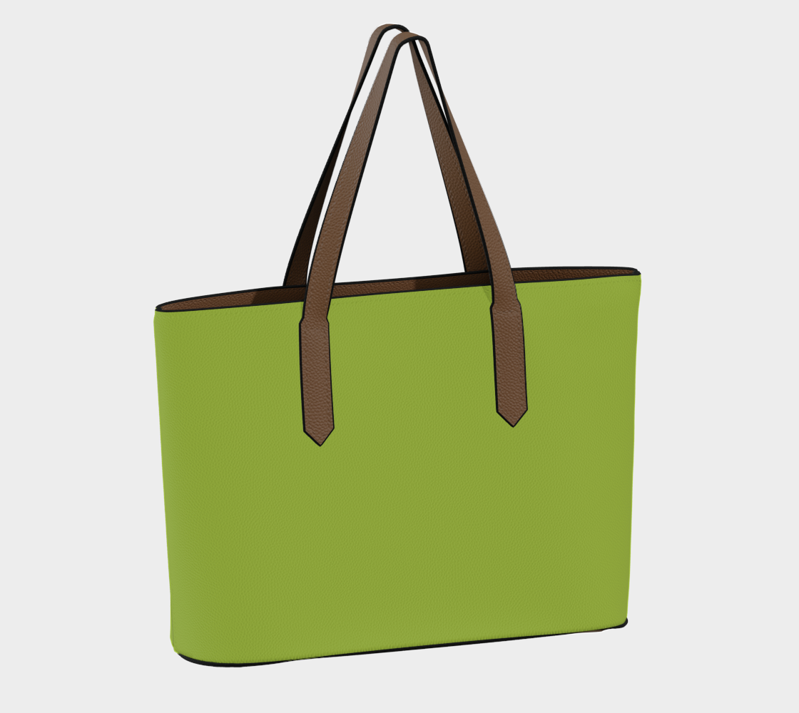 Queen of Petals The Propagator Dark Chartreuse Tote Bag, back view showing depth and construction