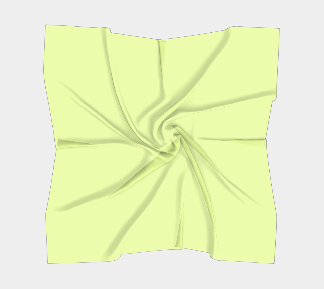 Queen of Petals The Propagator Light Chartreuse Square Scarf, complete view showing rolled hem and silk drape