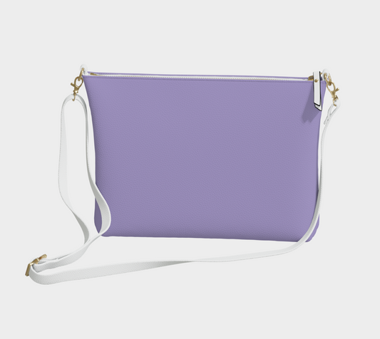 Queen of Petals The Steward Amethyst Crossbody Purse, front view, vegan pebble leather in amethyst lavender