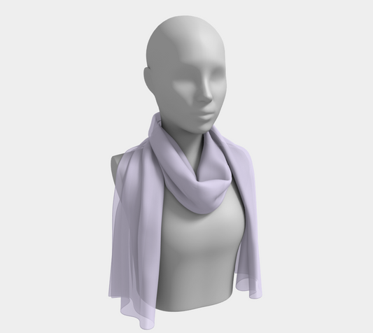 Queen of Petals The Steward Lavender Long Silk Scarf, worn as shoulder throw, 16" × 72" silk