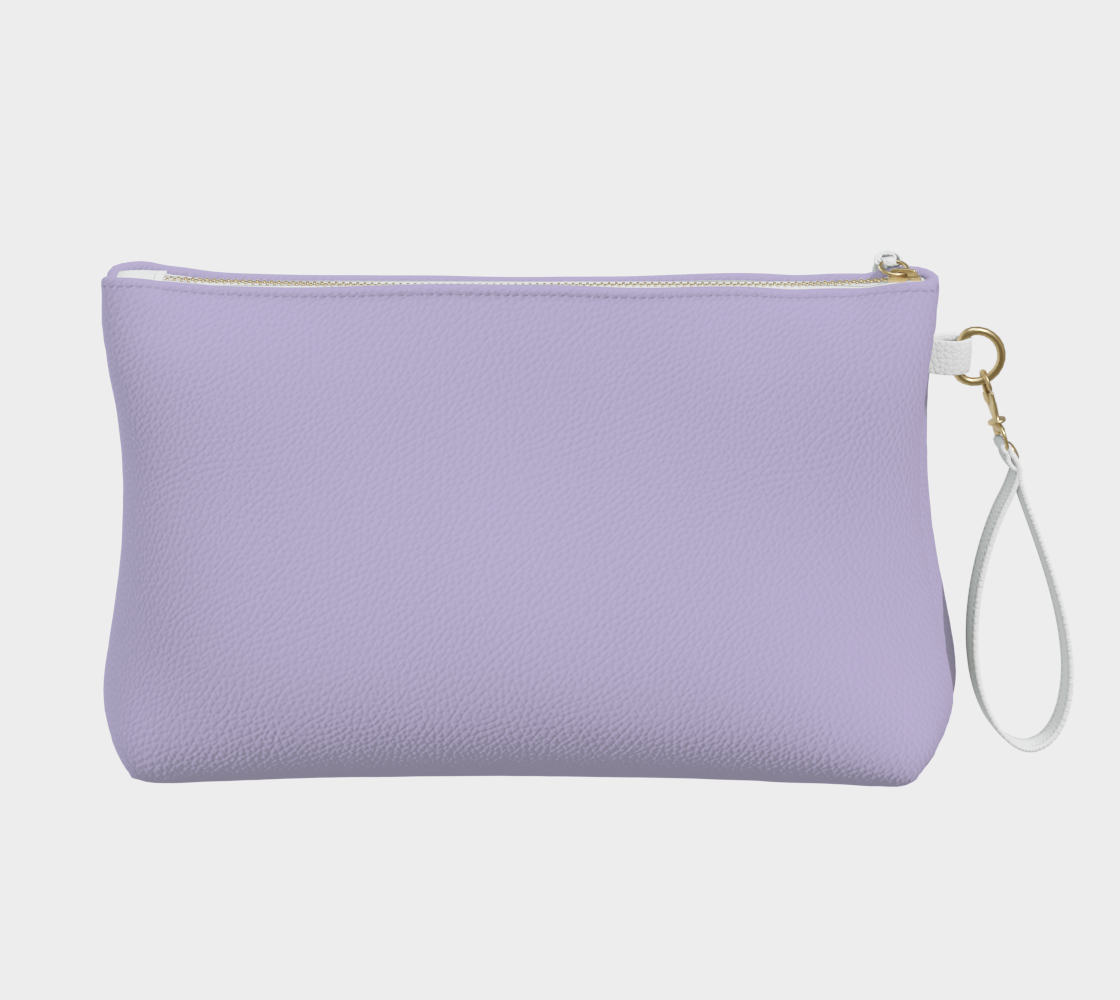Queen of Petals The Steward Periwinkle Lavender Clutch, back view showing navy lining