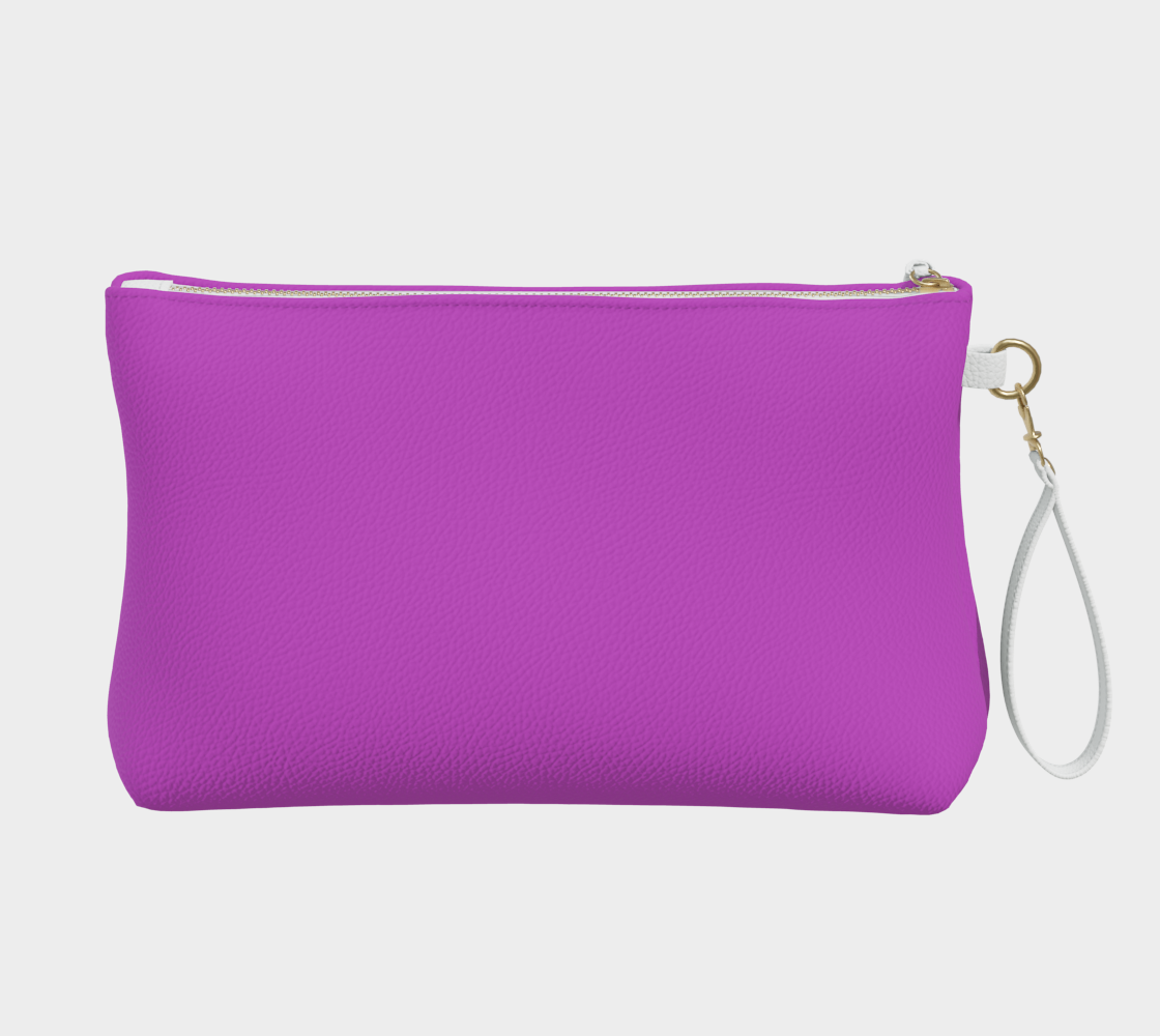 Queen of Petals The Studio Deep Fuchsia Clutch, back view, UV-cured leather