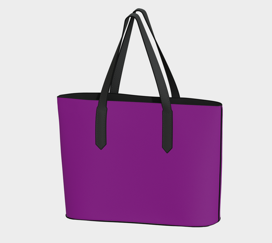 Queen of Petals The Studio Purple Fuchsia Tote, front view, vegan pebble leather construction