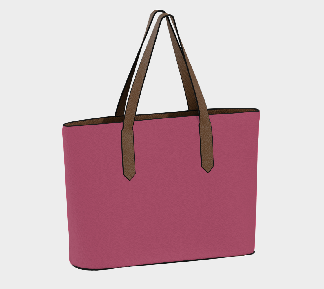 Queen of Petals The Tender Deep Cerise Tote, back view, deep cerise vegan leather with structured base