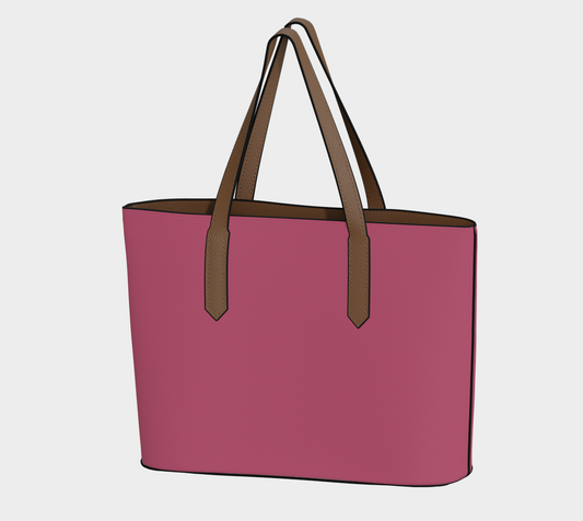 Queen of Petals The Tender Deep Cerise Tote, front view, vegan pebble leather with magnetic snap closure
