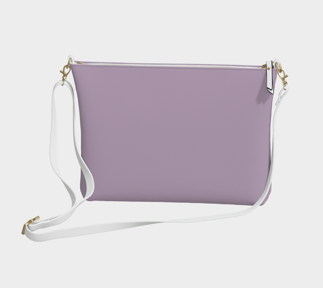 Queen of Petals Twilight Lilac Dusty Lilac Crossbody, front view, dusty lilac vegan pebble leather with metal zipper