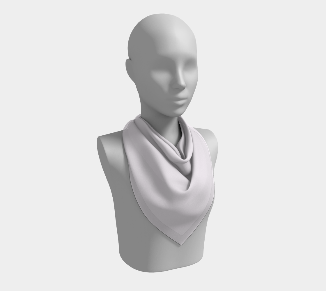 Queen of Petals Twilight Lilac Pearl Square Scarf, 26 by 26 inch size draped on shoulders, silk charmeuse
