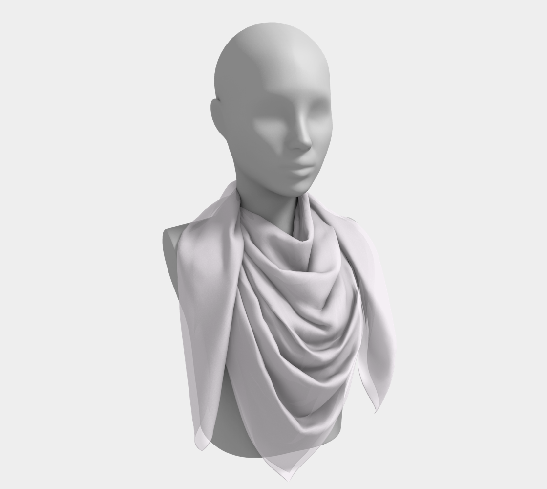 Queen of Petals Twilight Lilac Pearl Square Scarf, 50 by 50 inch size wrapped as head covering, poly chiffon