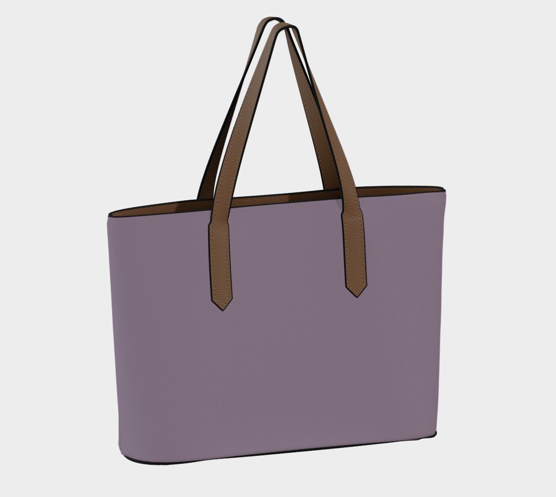 Queen of Petals Twilight Lilac Plum Lilac Tote, back view, structured tote with solid color straps