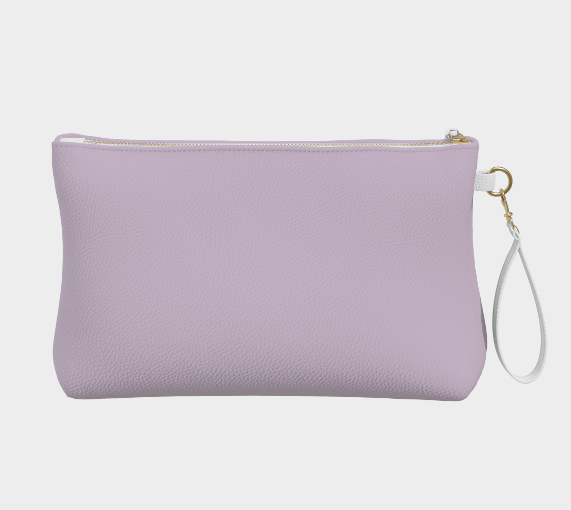 Queen of Petals Twilight Lilac Wisteria Clutch, back view, smooth vegan leather with decorative tassel