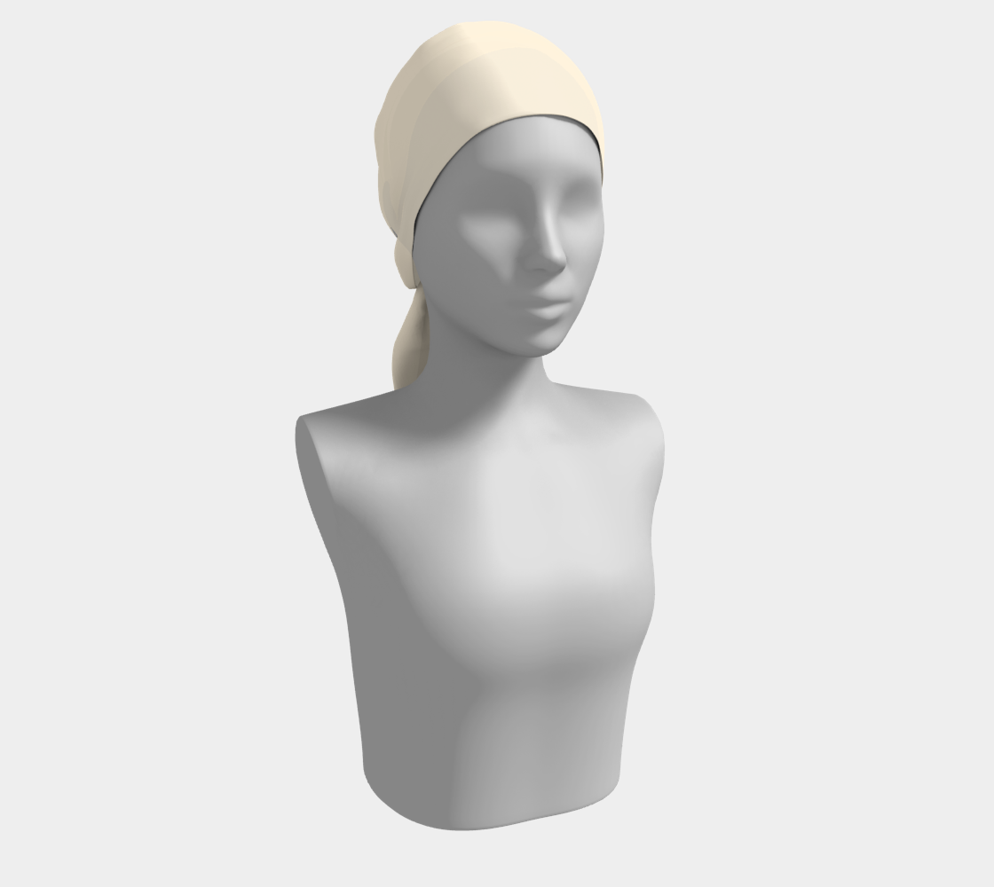 Queen of Petals Vanilla Long Silk Scarf styled as elegant head wrap in cream silk