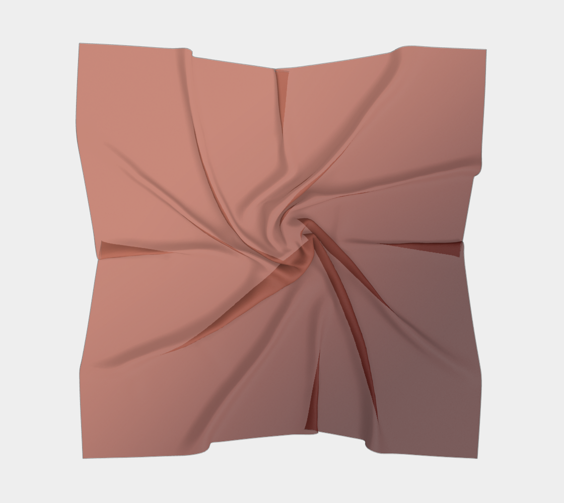 Queen of Petals Blush Pink Square Silk Scarf, full view, with ombre design in earth tones