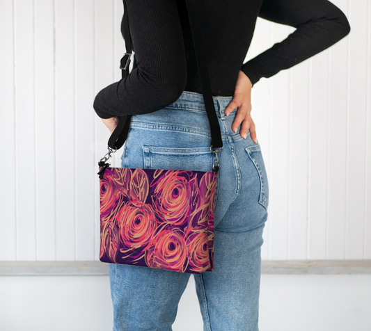 Yvaine Crossbody Purse worn on shoulder demonstrating hands-free styling and perfect size for day or night adventures