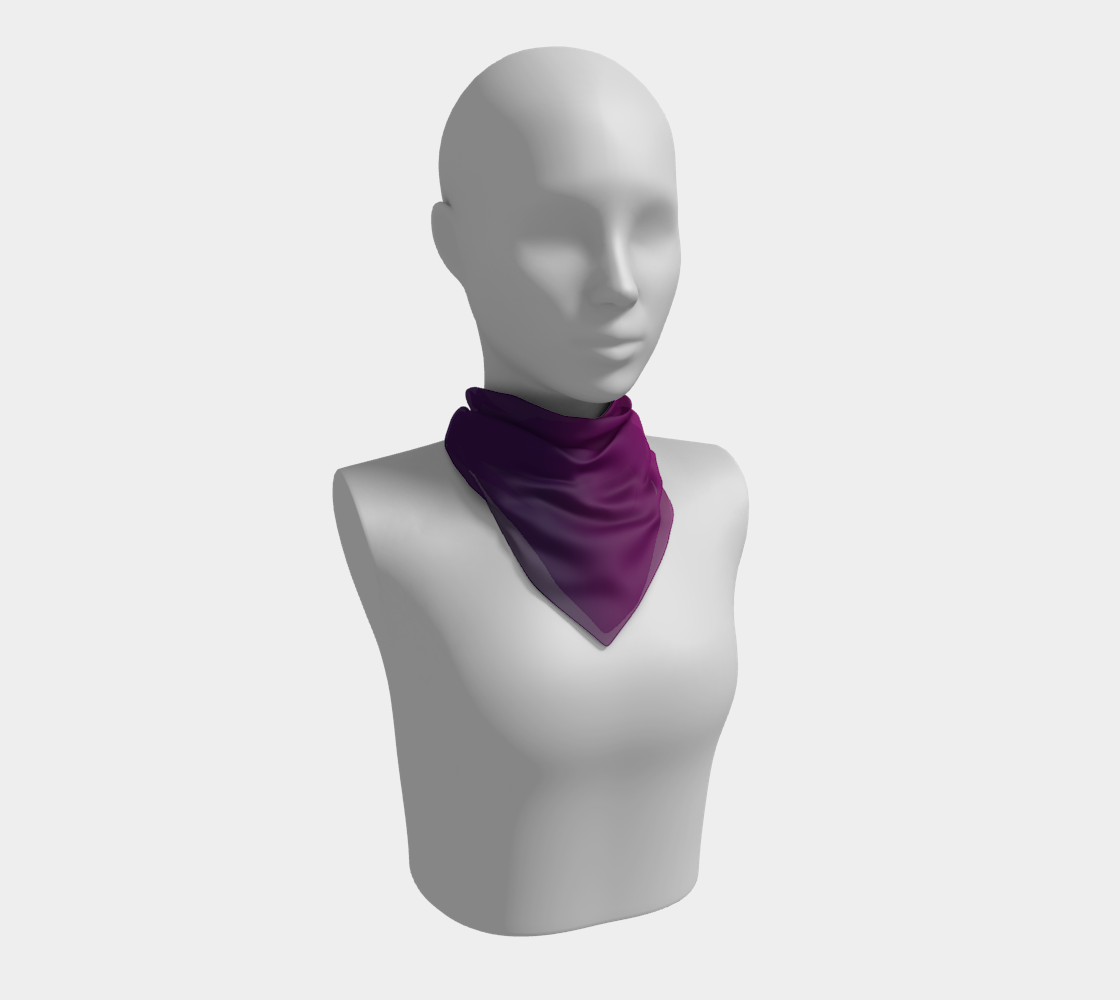 Yvaine Ombré Silk Scarf 16x16 inches in magenta to violet twilight gradient, perfect for neck styling and hair accessories