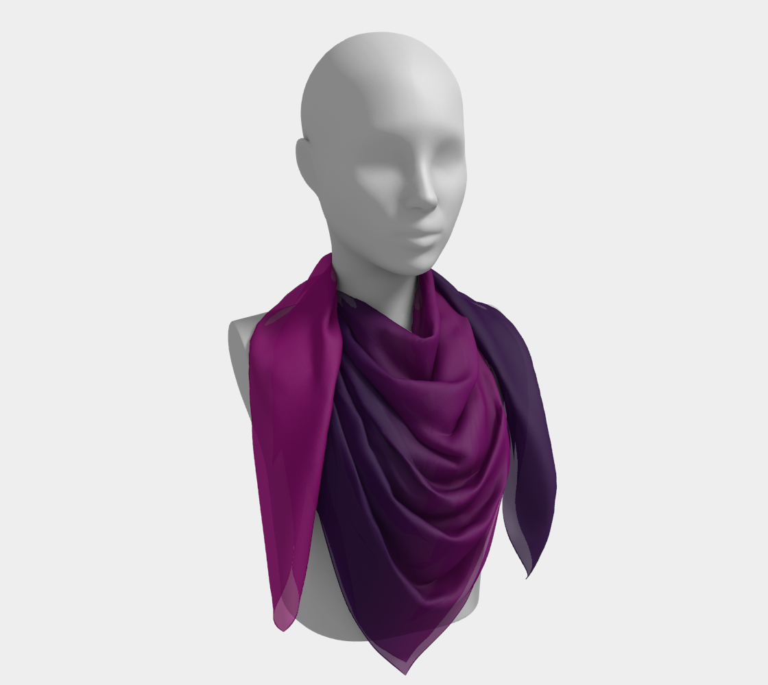 Yvaine Ombré Silk Scarf 50x50 statement size in twilight magenta to violet, perfect for head wraps and shoulder draping